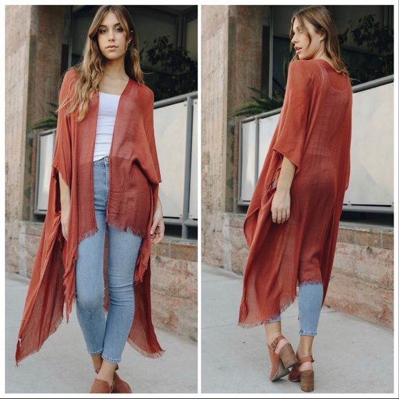 CLEARANCE ‼️RUST CARDIGAN DUSTER KIMONO- kimono - Picture 2 of 2